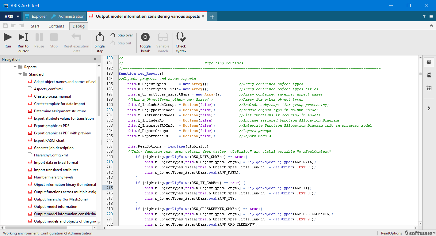 Figure 5. Script Editor development environment