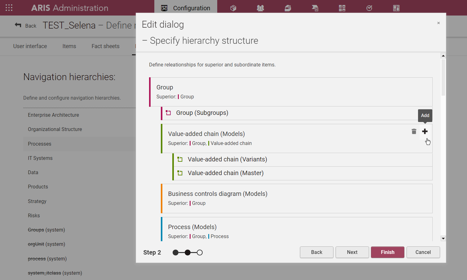 Figure 5. Configuring navigation hierarchies