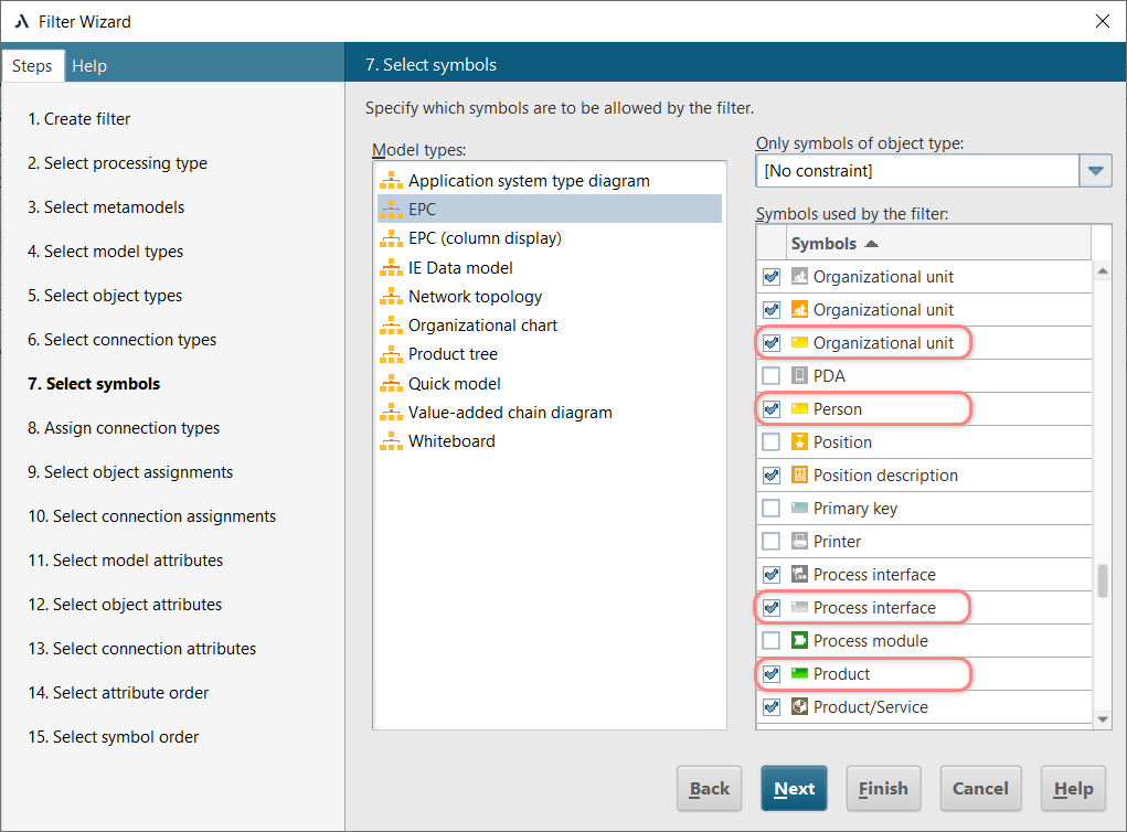 Figure 8. ARIS Express symbols added to the selected filter