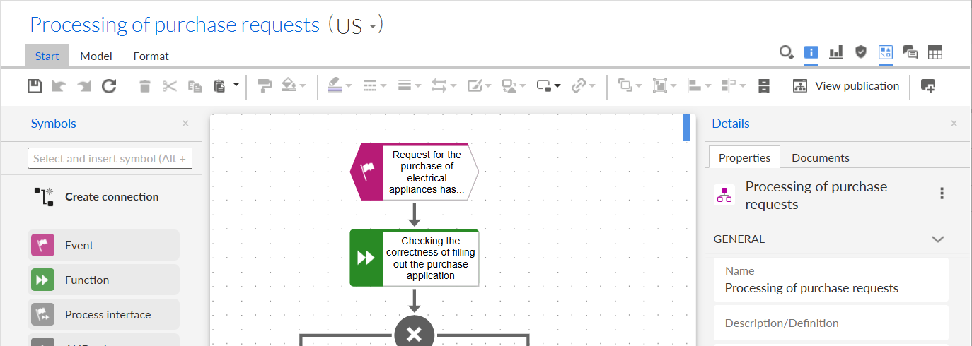 Figure 2. Example of text placement in an object symbol in ARIS Connect