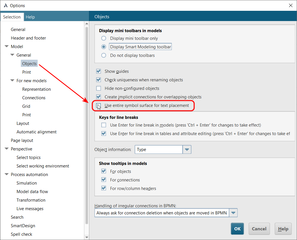 Figure 3. Setting for using the entire symbol area