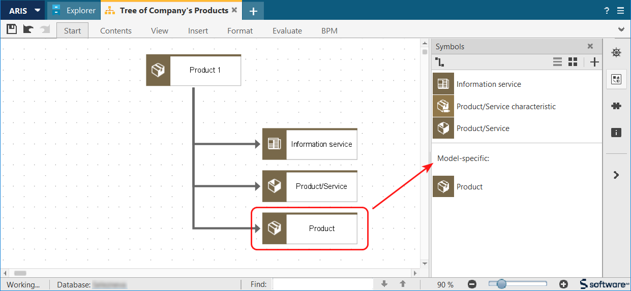 Figure 4. Symbol bar for a model using objects with a symbol removed from the panel
