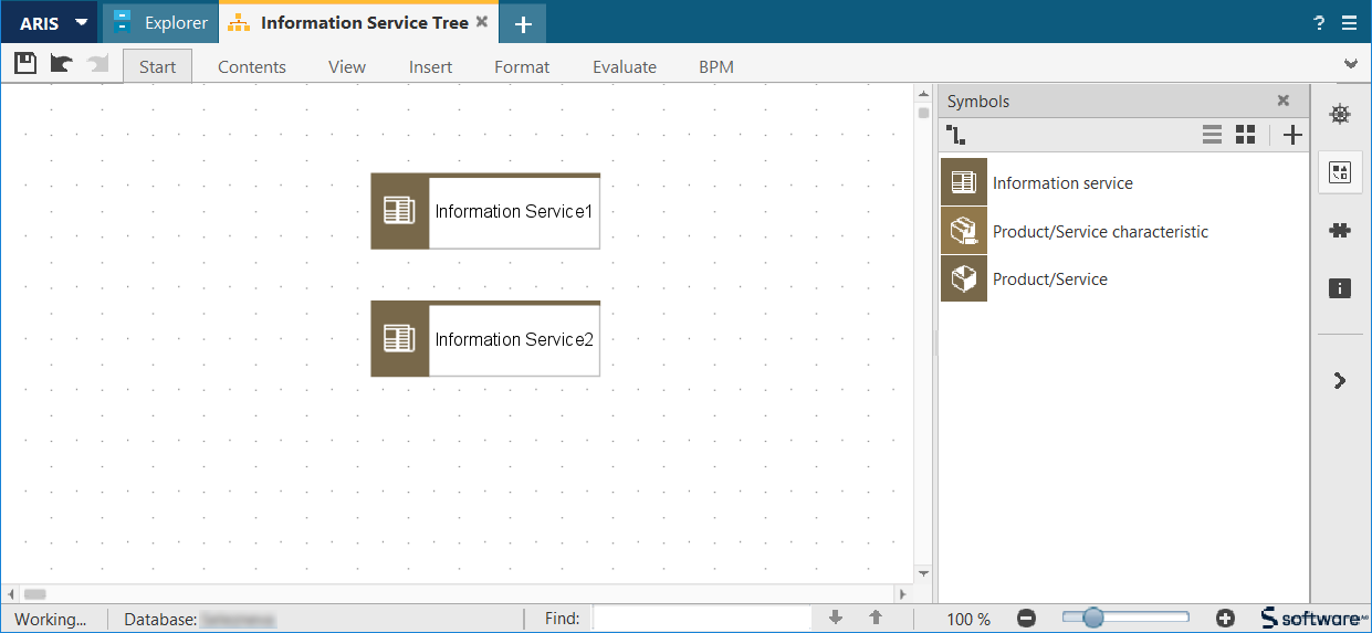 Figure 5. Symbol bar for a model not using objects with a symbol removed from the panel