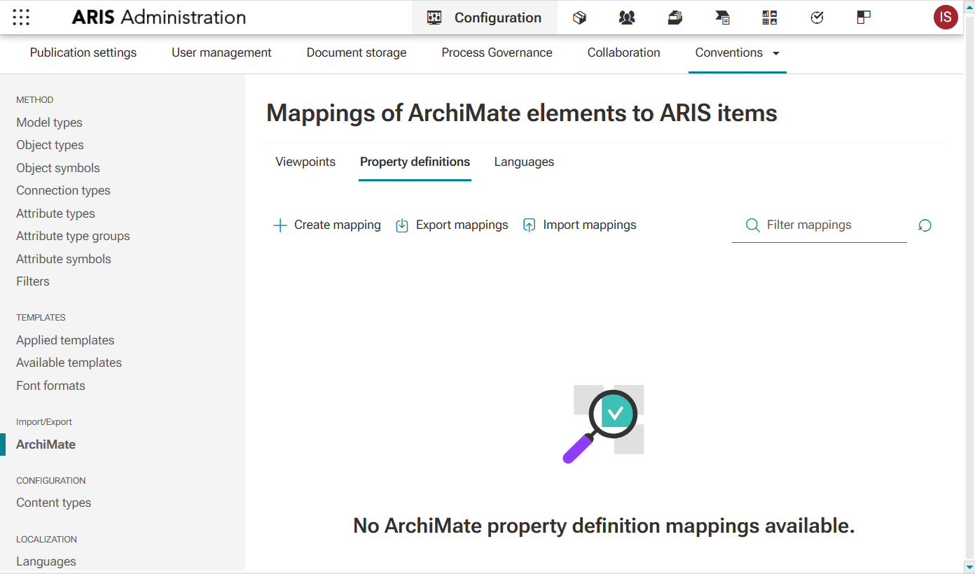 Figure 1. ArchiMate Import/Export interface