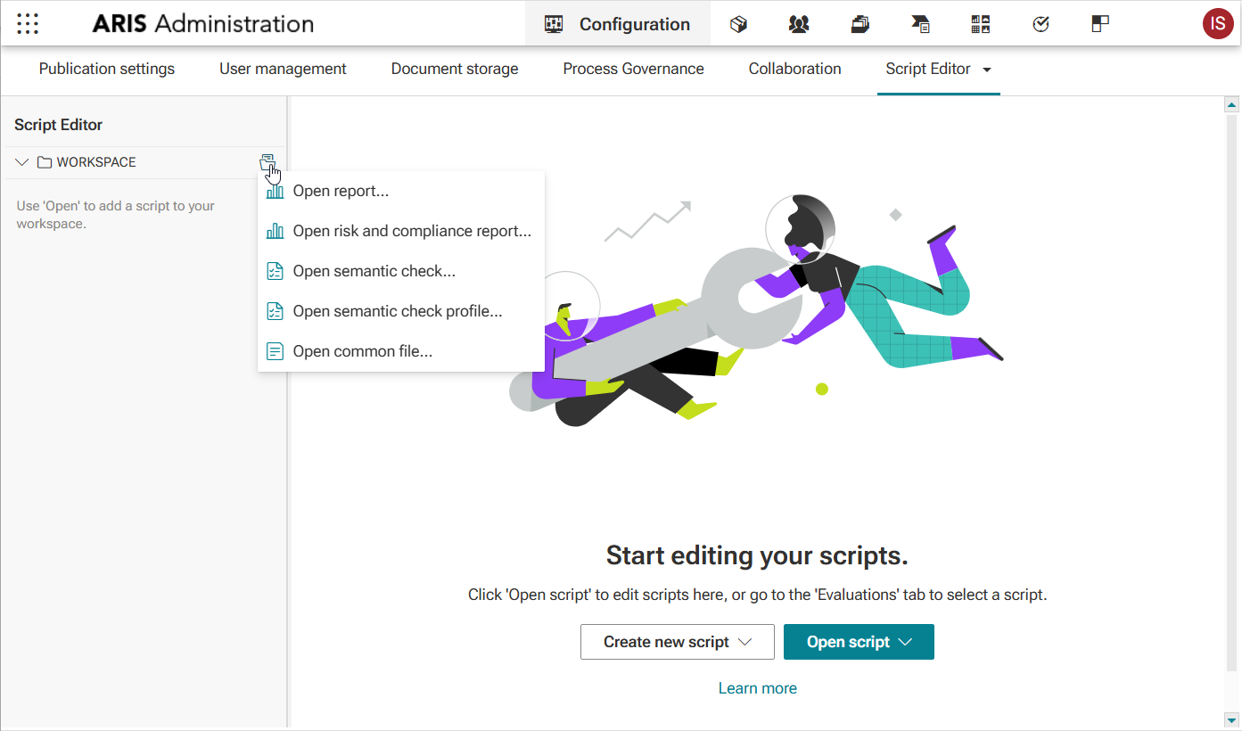 Figure 2. Script editing section interface