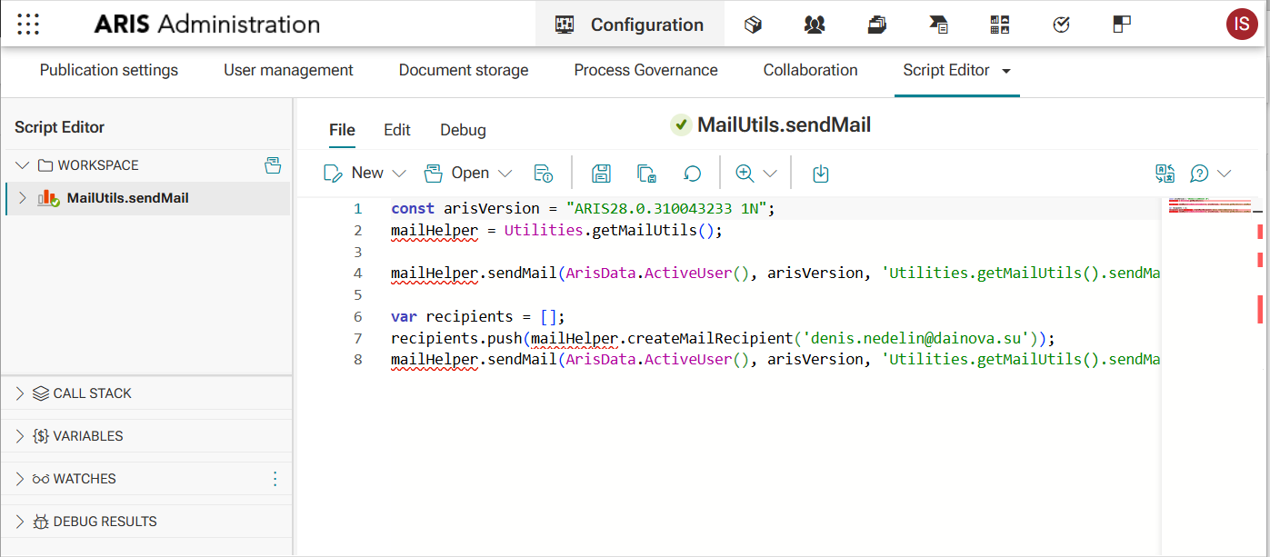Figure 3. Example of script editing